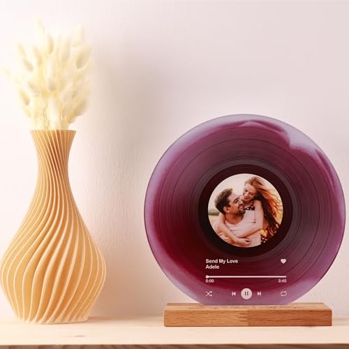 bonibom Personalized Vinyl Record with Photo - Custom Acrylic Song Plaque - Unique Gifts for...