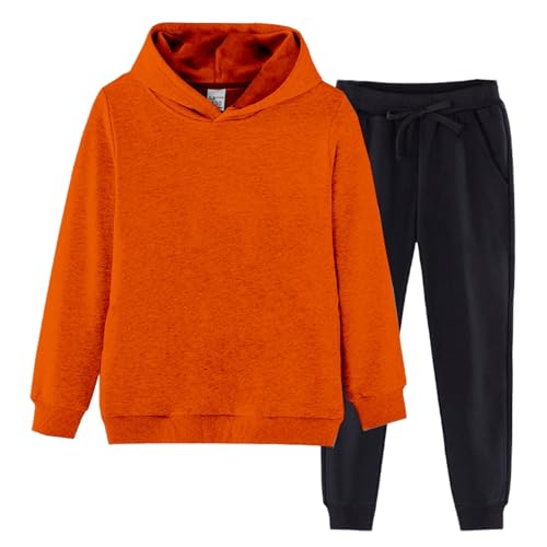 2 Piece Sweatsuits for Kids Fleece Lined Hoodie + Jogger Sweatpants Cozy Activewear Clothing Set for Kids Fall Winter2