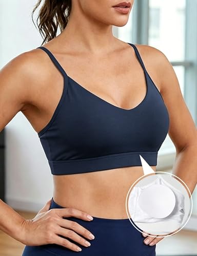 Image of Buauty Sports Bras for Women Criss Cross Back Medium Support Yoga Wireless Padded Bra with Removable Cups Racerback Bra 4 Gym