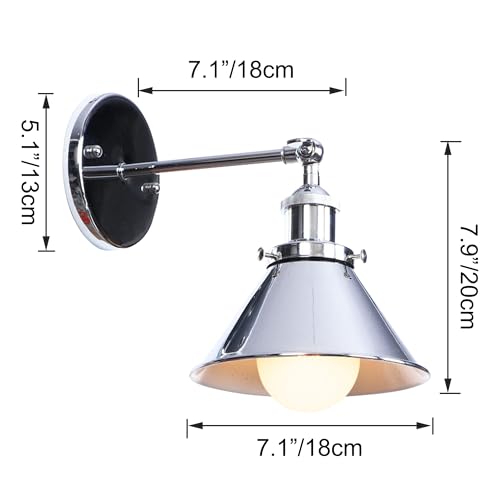 Image of Kiven Battery Operated Wall Sconces 1-Light,Vintage Wall Lights with Rechargeable Bulb,Dimmable Wall Lighting Fixtures for Painting Bedside Vanity Desk, Silver Finish