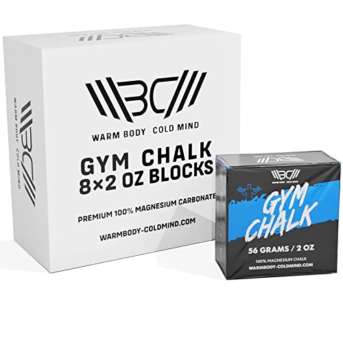 WARM BODY COLD MIND Bloque de Tiza para Levantamiento de Pesas - Gym Chalk Block, Crossfit, Gimnasio, Escalada, Gimnasia, Carbonato de Magnesio, Weightlifting, Halterofilia Calistenia Fitness