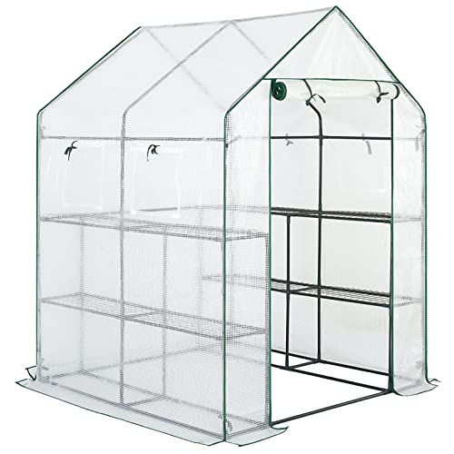 AMOS 3-Tier Portable Outdoor Garden Patio Walk-In Greenhouse with 8 Shelves and Removable Waterproof...