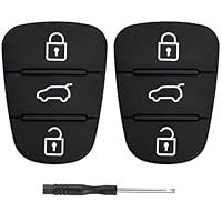 2 Stück Autoschlüssel Tastenfeld Kompatibel für Hyundai ix35 ix20 i30 i20 i10 Kia Sportage Soul Ceed Rio Picanto Venga 3 Tasten Fernbedienung Auto Schlüsselgehäuse Ersatz Gummi Schlüssel Gehäuse Hülle