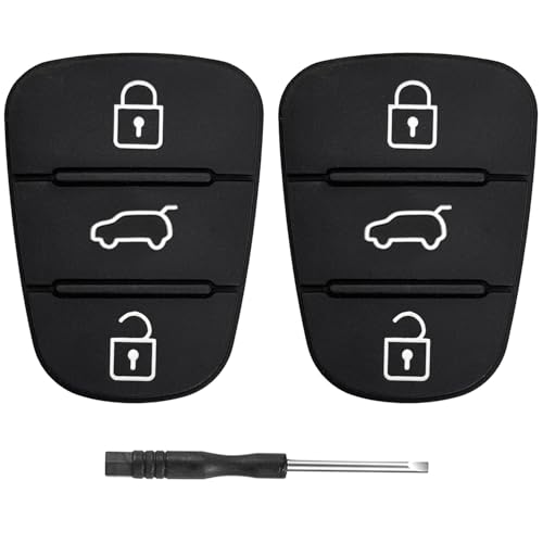 2 Piezas Carcasa Llave de Goma Compatible con Hyundai ix35 ix20 i30 i20 i10 Kia Sportage Soul Ceed Rio Picanto Venga 3 Botones Mando a Distancia Silicona Funda Llave de Coche de Repuesto
