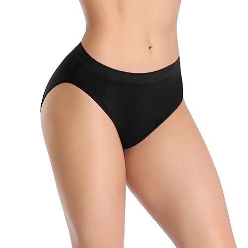 Womens High Cut Briefs Underwear Pack 6, Full Coverage Seamless Stretch Comfort Waistband Hi-Cut Panties for Ladies2