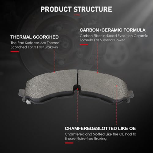 Image of cciyu D2250 Front Metal Disc Brake Pads Kit For Chevrolet For Silverado 2500 HD 2020-2024,For Silverado 3500 HD 2020-2024,For GMC For Sierra 2500 HD 2020-2024,For Sierra 3500 HD 2020-2024