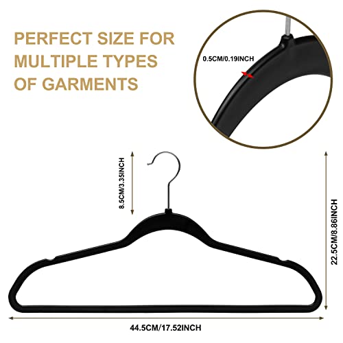 Quality Hangers 50 Pack Slim Plastic Hangers for Clothes - Heavy Duty Non-Velvet Black Hangers with 360° Swivel Chrome Hook & Non Slip Notches - Ideal for Dresses Coats Shirts Jackets & More - Black - Image 3