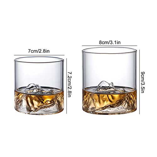 MISNODE Whiskey Glasses Set of 2 with Mountain Imprint, Mountain Rocks Glass, Drinking Glasses, Old Fashioned Glass Tumbler - Image 4
