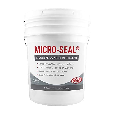 RAIN GUARD PRO CR-0357 MICRO-SEAL 5 Gallon -Clear Natural Finish - All Purpose Deep Penetrating Water Repellent Protection For Wood, Concrete and Masonry Surfaces - Professional Approved Coating Cover