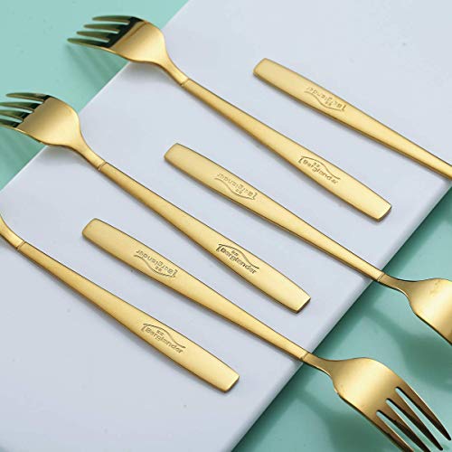 Berglander Gold Tea Fork, Stainless Steel Cake Fork Dessert Fork With Titanium Gold Plating 6.5 Inches Forks Pack Of 6 #TOP4
