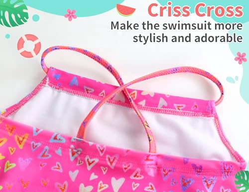 TENVDA Girls Swimsuit Summer Beach Sport Halter Bathing Suits One Piece Swimwear for 2-12 Years Old Kids4