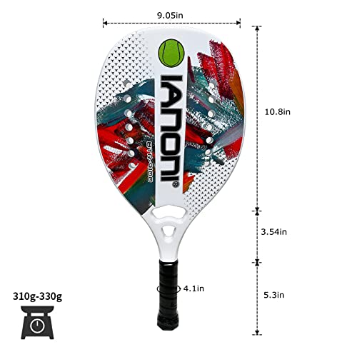 Beach Tennis Paddle Beach Tennis Racket Carbon Fiber with EVA Memory Foam Core Tennis Paddles-One Paddle+One Carrying Mesh Bag(White) - Thumbnail 6