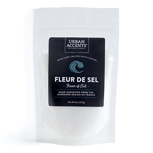 Urban Accents Fleur De Sel - Flower of Salt, Great for Savory & Sweet Dishes (8 oz) - Sea Salt from France and Hand Harvested by Wooden Tools. For an Airy and Fluffy Texture.