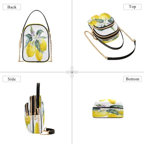 ALAZA Quilted Crossbody Bags for Women,Watercolor Lemons with Flowers Women's Crossbody Handbags Small Travel Purses Phone Bag4