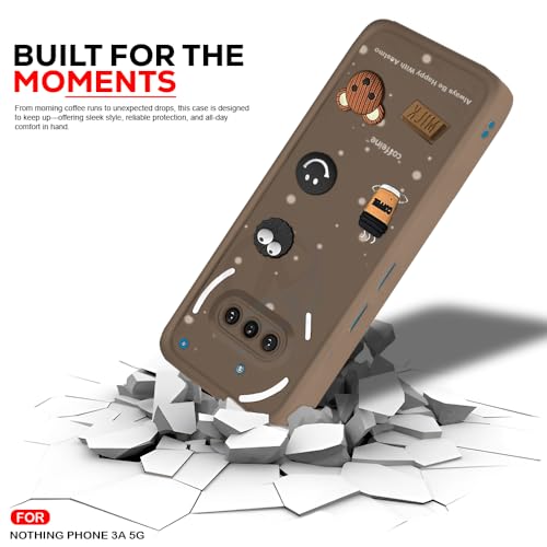 Image of AESTMO Back Case Cover for Nothing Phone 3A 5G | Cute Fun Cartoon 3D Ball | Coffee Silicone Case | Full Body Protection | Camera Protection Back Cover for Nothing Phone 3A 5G (Brown)