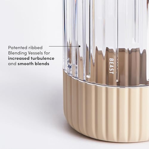 Image of Beast Mighty 850 Plus | Premium Compact Personal Blender | Smoothies, Shakes, Dressings, Sauces | Blends Ice and Frozen Fruit | New XL Vessel | Extra Vessels, Lids and Straws | 850W (Sand)