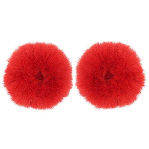 2pcs Pack Furry Faux Rabbit Fur Hair Scrunchies Artificial Fur Hair Bobbles Elastic Hair Band Rope Wristband Ponytail Accessories (Red) -  furling