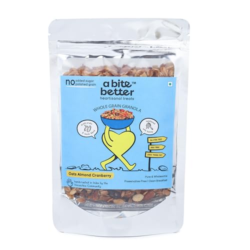 a bite better Oats Almond Granola Combo Pack of 2 | 250 gm each | Gluten-Free High-Fiber Breakfast Cereal | Crunchy & Nutritious | No Refined Sugar | No Palm Oil | Have with Milk Yoghurt or as a Snack