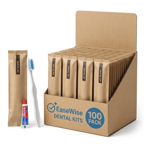 Image of 100 Pack Hotel Dental Kits - Earth-Conscious Kraft Paper Packaging - White Disposable Toothbrush with 8g Toothpaste - Guest Amenities for Airbnb & Spa