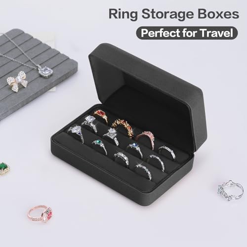 Kukuvr RING06 Velet Ring Storage Box For Multiple Rings, Travel Jewelry Ring Stud Earrings Holder Case, 3 Slot Portable Ring Display Organizer Case thumb #4