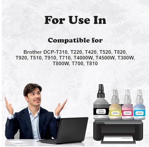 Image of Ink Compatible for Brother BT6000Bk /BT5000 DCP T310, T300, T510, T500, T910, T710, T400W, T450W, T300W, T800W, T700, T810 Printer (BT6000 Black Ink 4 Pcs)