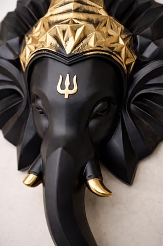 Image of REMANENCE Spiritual Ganesha Wall Sculpture - Perfect Wall Decor for Living Room, Entrance & Temple (Black)