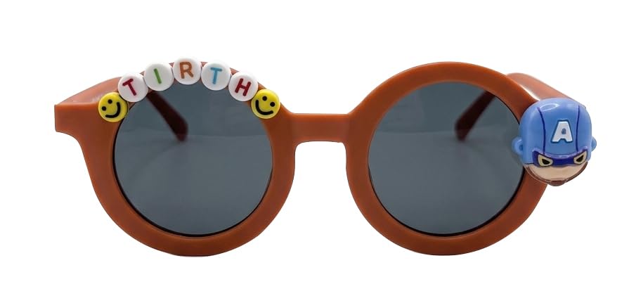 Image of PLAS ART STUDIO Customised round sunglasses Kids Sunglasses Get Kids Name on Frame For Girls & Boys. (Recommended Age 2+)