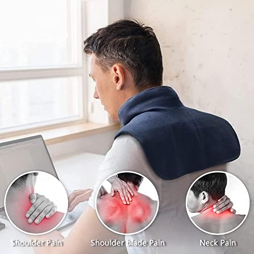 UTK Heat Pad for Neck and Shoulders,NO EMF Far Infrared Heating Pad, Natural Jade Tourmaline Heating Therapy for Neck Shoulder Pain Relief (Size 23.2"X17.7''), Auto Shut Off, Memory Function