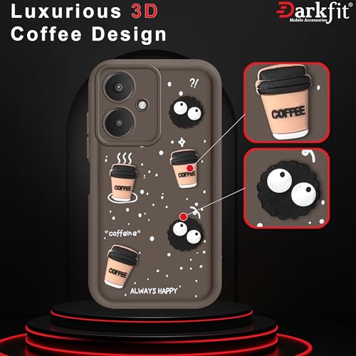 Image of Back Case Cover Compatible with OnePlus Nord CE 3 Lite 5G | Cute Fun Cartoon Ball 3D Coffee Silicone Case | Body Protection | Camera Protection | Shock Proof | Color Brown | Pack of 1