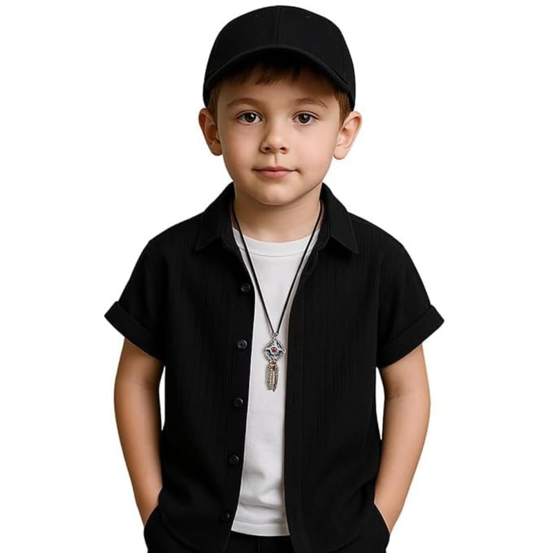 Image of Boys Regular Fit Solid Casual Shirt with Spread Collar - Comfortable Shirts