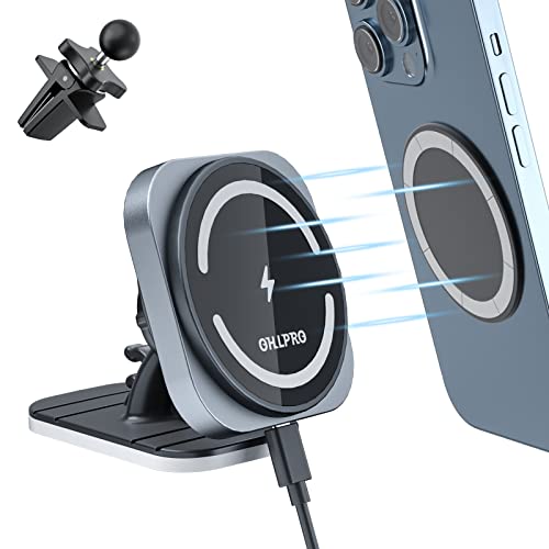 Ohlpro Magnetic Wireless Car Charger,Compatible With Magsafe Car Mount, For Iphone 14/13/12 Pro Max Mini, 360° Adjustable Fast Charging Super Magnetic Air Vent Phone Holder #TOP8