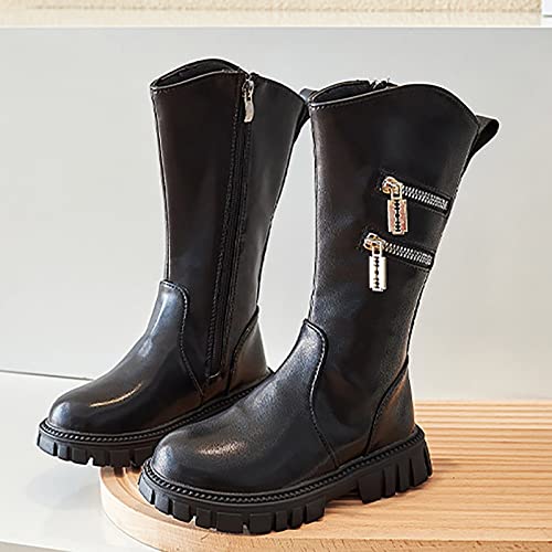 EnJoCho Little Kid Shoes Girls Boots Toddler Knee Boots Warm Booties Shoes Fashion Printing Non Slip Breathable Leather Boots3