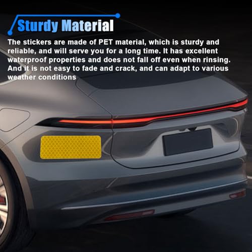 Image of 20PCS Car Safety Reflective Stickers, Waterproof Warning Reflective Tape, Night Visibility Reflective Strips for Trailers, Motorcycles, Bicycles, Cars, Helmets, 3.14 x 1.14 Inch (Yellow)
