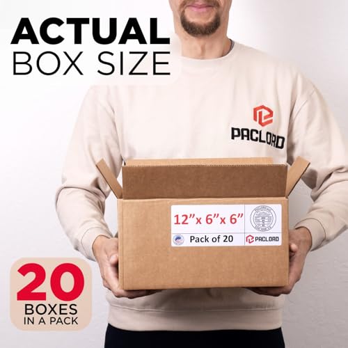 Image of Small Cardboard Boxes 12 inchL x 6 inchW x 6 inchH (Pack of 20) - USA-Made Packing Boxes for Moving, Shipping, or Storage - USPS, UPS, FedEx Approved - Professional Packing Supplies for Moving | USA-Made Packing Boxes for Moving, Shipping, or Storage - USPS, UPS, FedEx Approved - Professional Packing Supplies