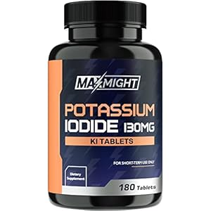 MaxMight Potassium Iodide 130 mg, Non-GMO, Dietary Supplement, 180 Tablets, Up to 6 Month Supply, Potassium Iodide Pills…