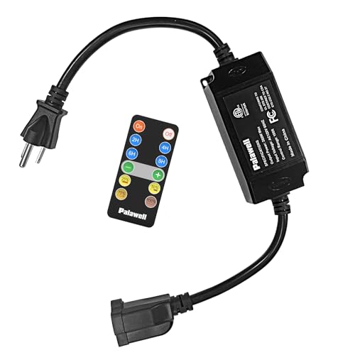 Palawell Outdoor Dimmer, 260W LED String Light Dimmer Remote Control, 100ft Range, Timmer Switch, Black