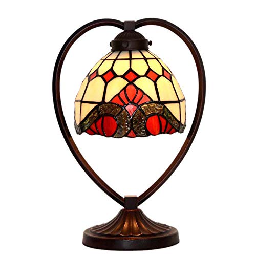 Lampe vitrail baroque 7 pouces et veilleuse de salon avec pied en alliage