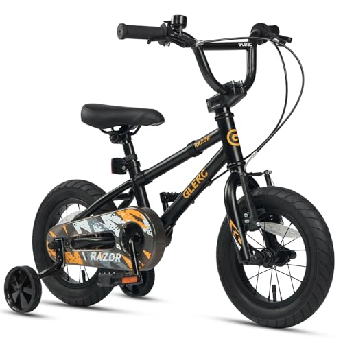 Glerc Razor Vélo Enfant 14 Pouces pour Garçons Débutants 3 4 5 Ans Premier Vélo Style BMX avec Béquille et Sonnette de Sécurité et Roues Stabilisatrices...