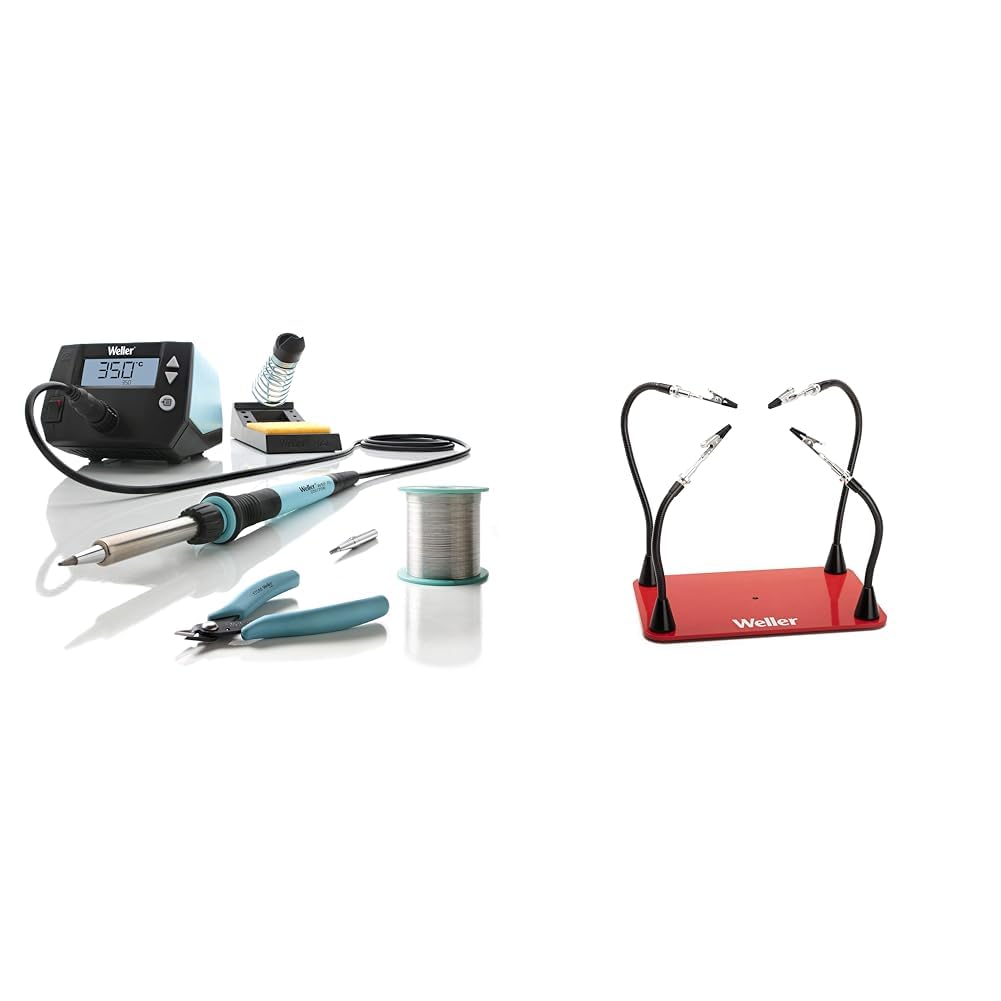 Weller WE 1010 (T0053298390) Kit éducatif 70 W/230 V Station de soudage numérique 1 canal & WLACCHHM-02 Support Magnétique Avec 4 Bras Mobiles Et Réglables Pour Plusieurs Configurations