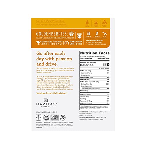 Naviitas. Organics Goldenberries, Original, 8 Oz. Bags (Pack Of 2) #TOP2