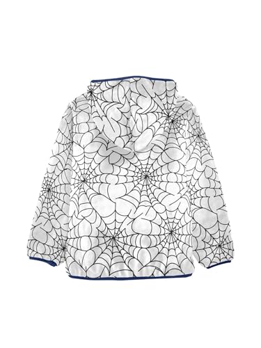 Spider Web Simple Line Girls Fleece Jacket Girls Fall Jacket Boys Coats Zip Up Hoodie Children Sherpa Warm Outerwear 2-10T2