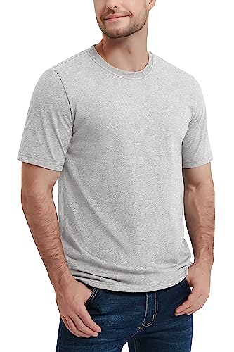 Magcomsen Men's T Shirts Casual Short Sleeve Shirts Cotton Blend Plain Tees Moisture-Wicking Crew Tee Undershirts Beige,M #TOP30