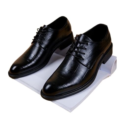 Men's Leather Shoes Breathable Korean British Style Black Trendy Casual Business Leather Shoes Pointed Toe Men's Shoes Oxfords(8865Black,10)2