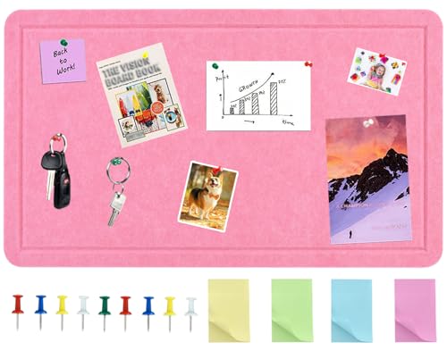 Vuzvuv Pink 28'x16' Large Cork Board with 50 Push Pins for Valentine's Day, Self-Adhesive Bulletin Board for Wall, Felt Pin Vision Board for Paste Notes,Schedules Offices Home