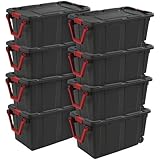 Sterilite 8-Pack Industrial Tote, Heavy-Duty Storage Bins w/Lids and Wheels, 40 Gallon - Stackable Organizing Containers for Home, Garage,...