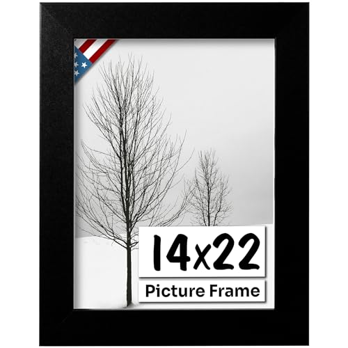 US Art Flat Black 14x22 Picture Frame - Handmade American Flat 1