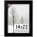 US Art Frames 14x22 Black 1 Inch Flat MDF Wood Composite, Wall Decor Picture or Poster Frame