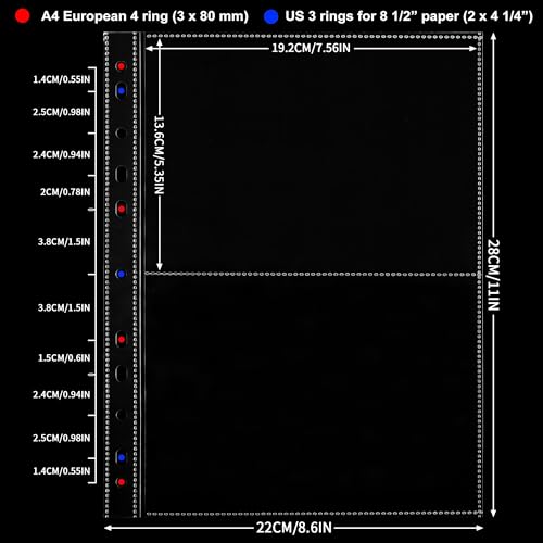60 Taschen Banknoten Taschen - 15 Blatt für je 4 Banknoten Transparentes Währungsseiten Banknoten Sammelbuch Geldscheinhalter Sammeln von Euros, Papiergeld, Fremdwährung und Gutscheinen