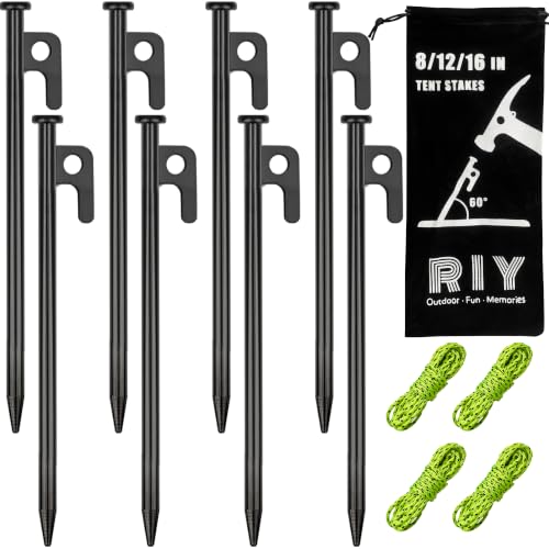 8 Pack Tent Stakes Heavy Duty Metal Tent Pegs for...