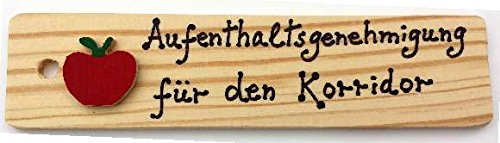 Hall Pass - German, AA-911GERMAN Made in USA - 8x2 Wooden Pass w/Hang Loop